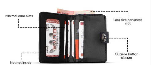 MAGNET BUTTON CLOSER MINI WALLET